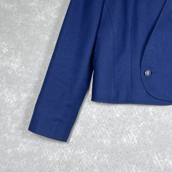 Vintage Pendleton Blazer Womens Size Small Navy Blue Cropped Wool Jacket Buttons - Picture 4 of 9